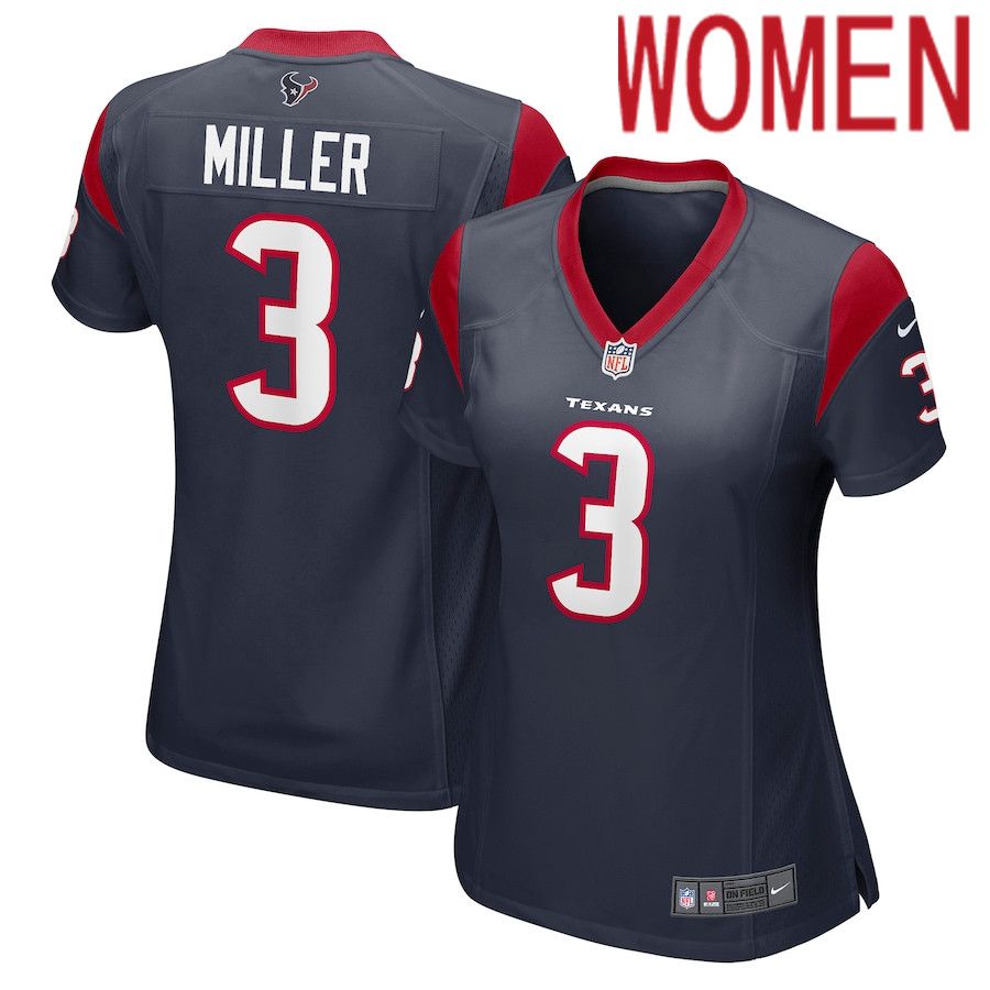 Women Houston Texans 3 Anthony Miller Nike Navy Player Game NFL Jersey
